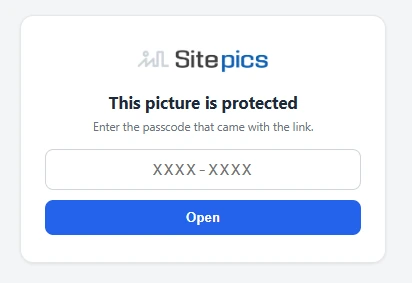 This picture is protected. The customer enters a passcode.