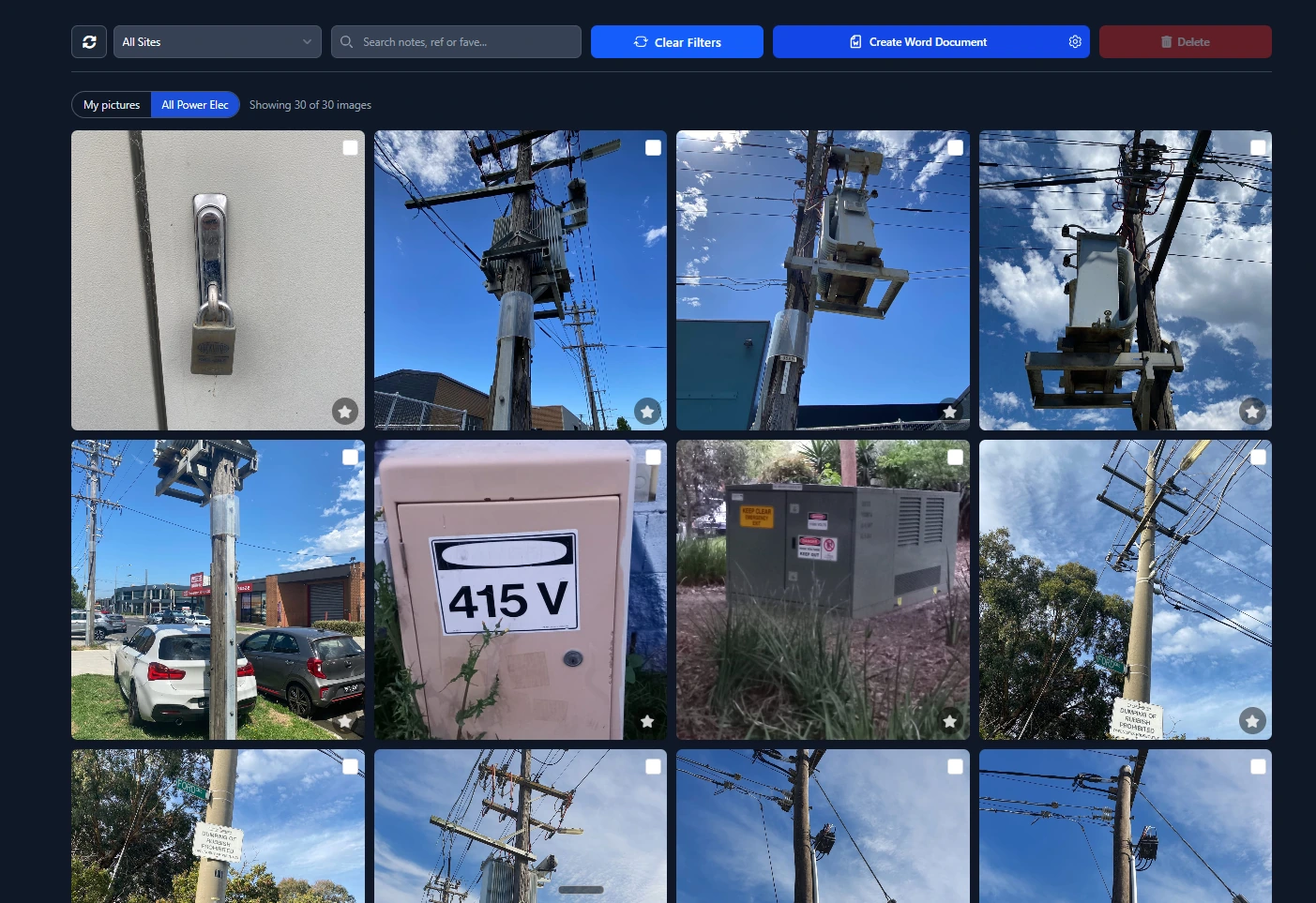 The company photo feed, which you can search by address, notes or map.